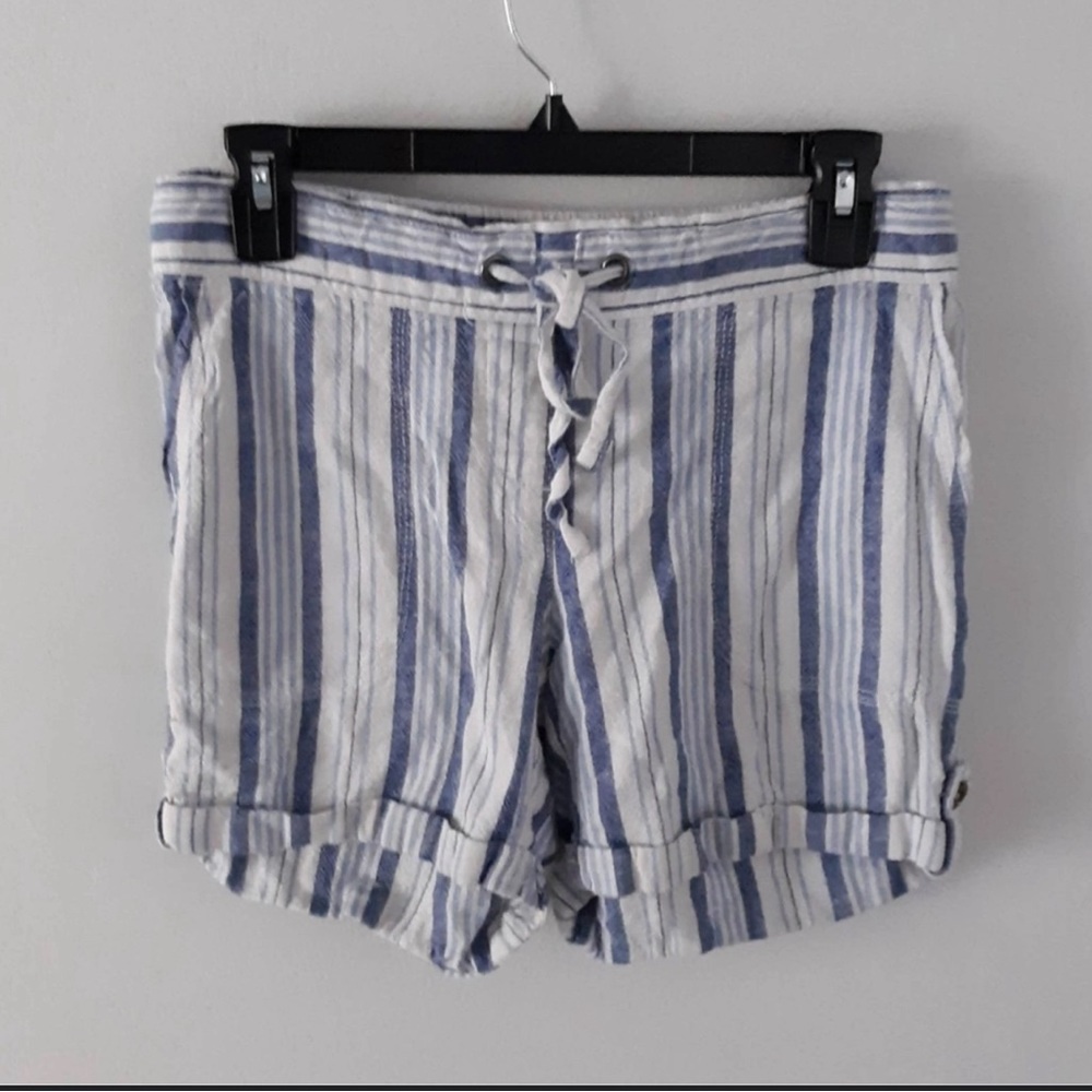 James Per-Se Striped Modal Shorts Elastic Waistband Blue & White Size Large